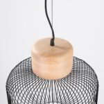 Suspension filaire design en métal noir et bois naturel - vue d'ensemble