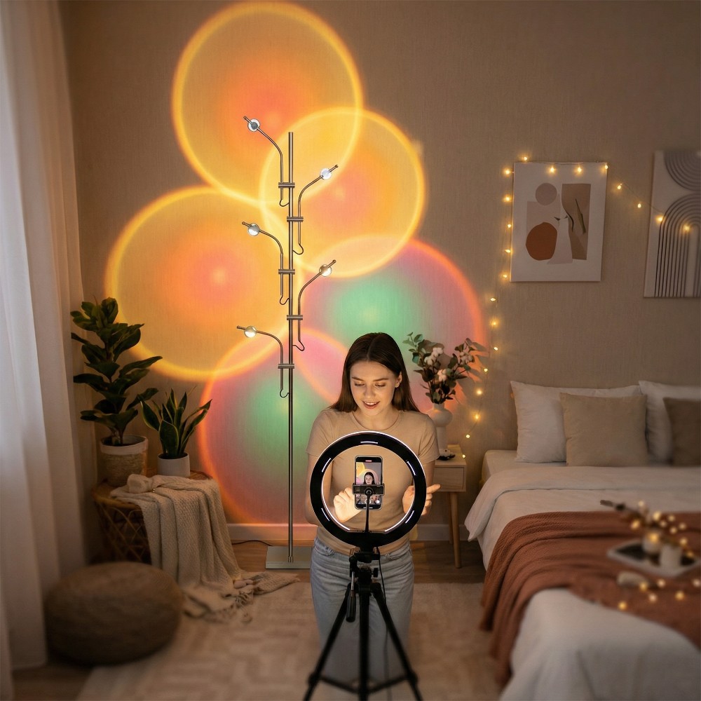 Lampadaire halo sunset 7 couleurs ambiance romantique - vue d'ensemble