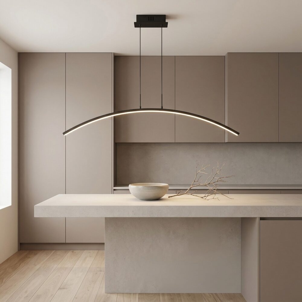 Suspension LED arquée design moderne - vue d'ensemble