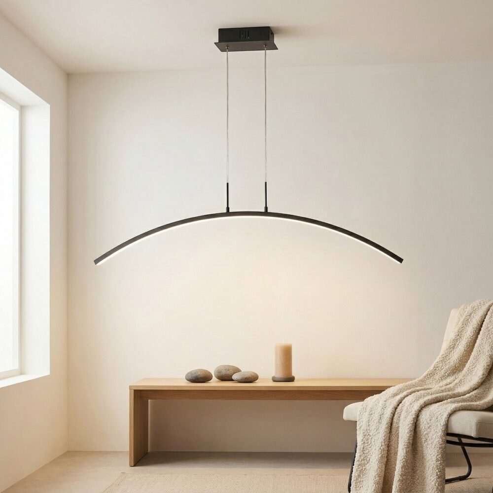 Suspension LED arquée design moderne - vue de côté