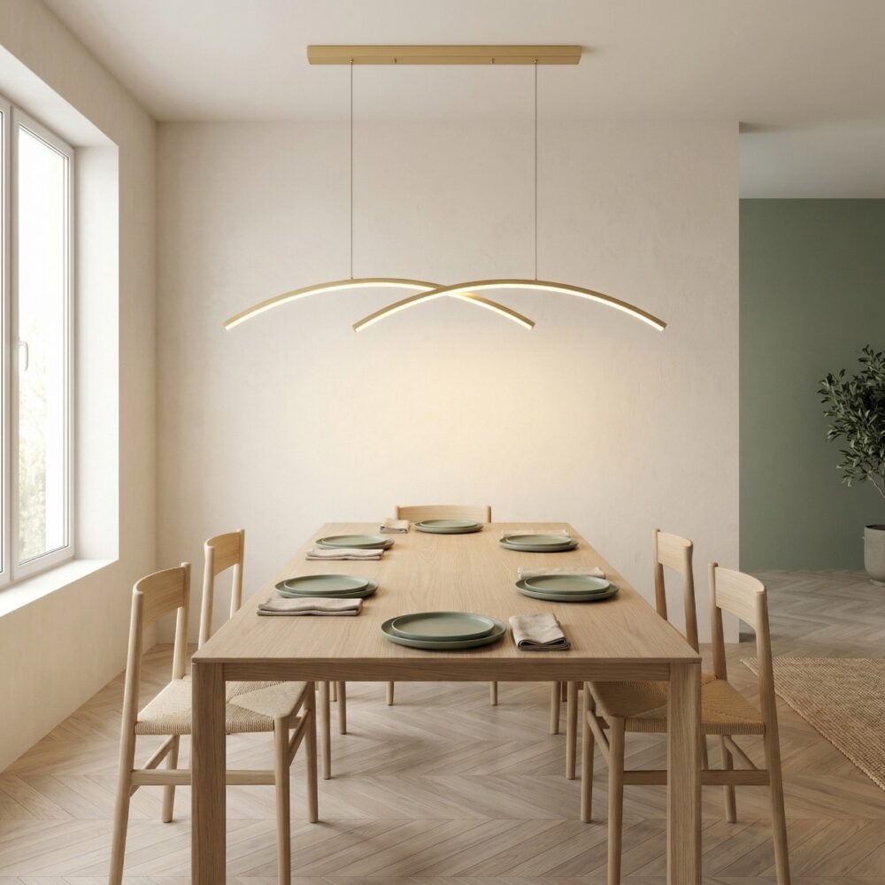 Suspension LED design croisée arquée - vue d'ensemble