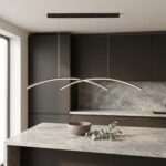 Suspension LED design croisée arquée - vue de côté