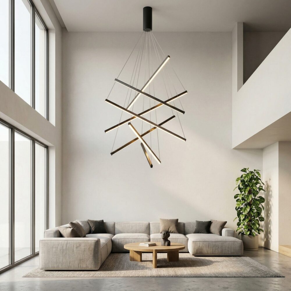 Suspension LED barres croisées design moderne