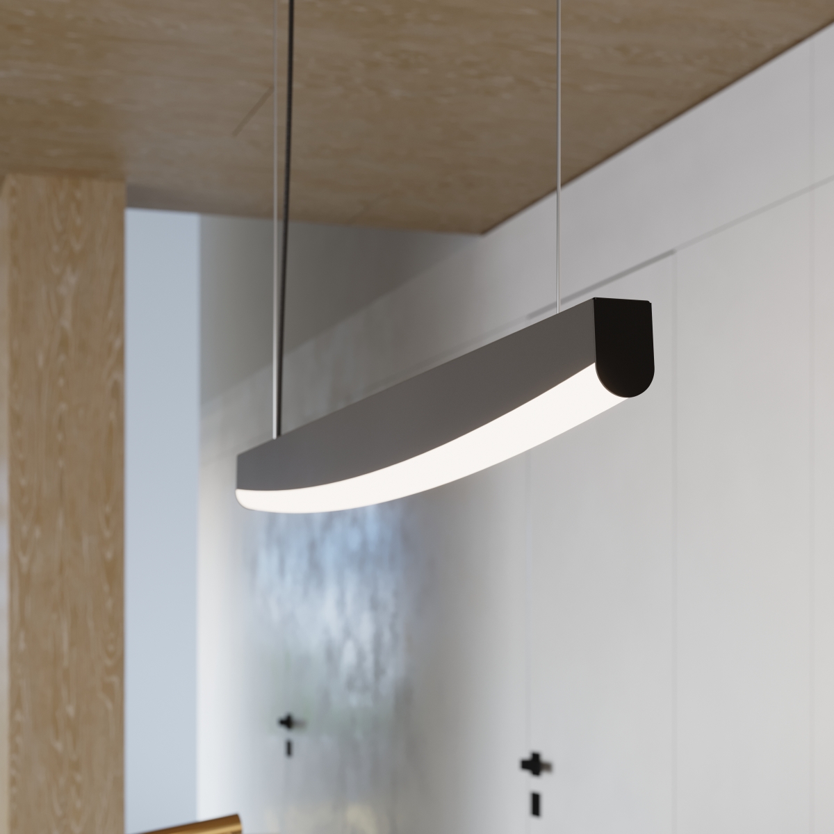 Suspension LED linéaire vague 3 coloris - vue de côté