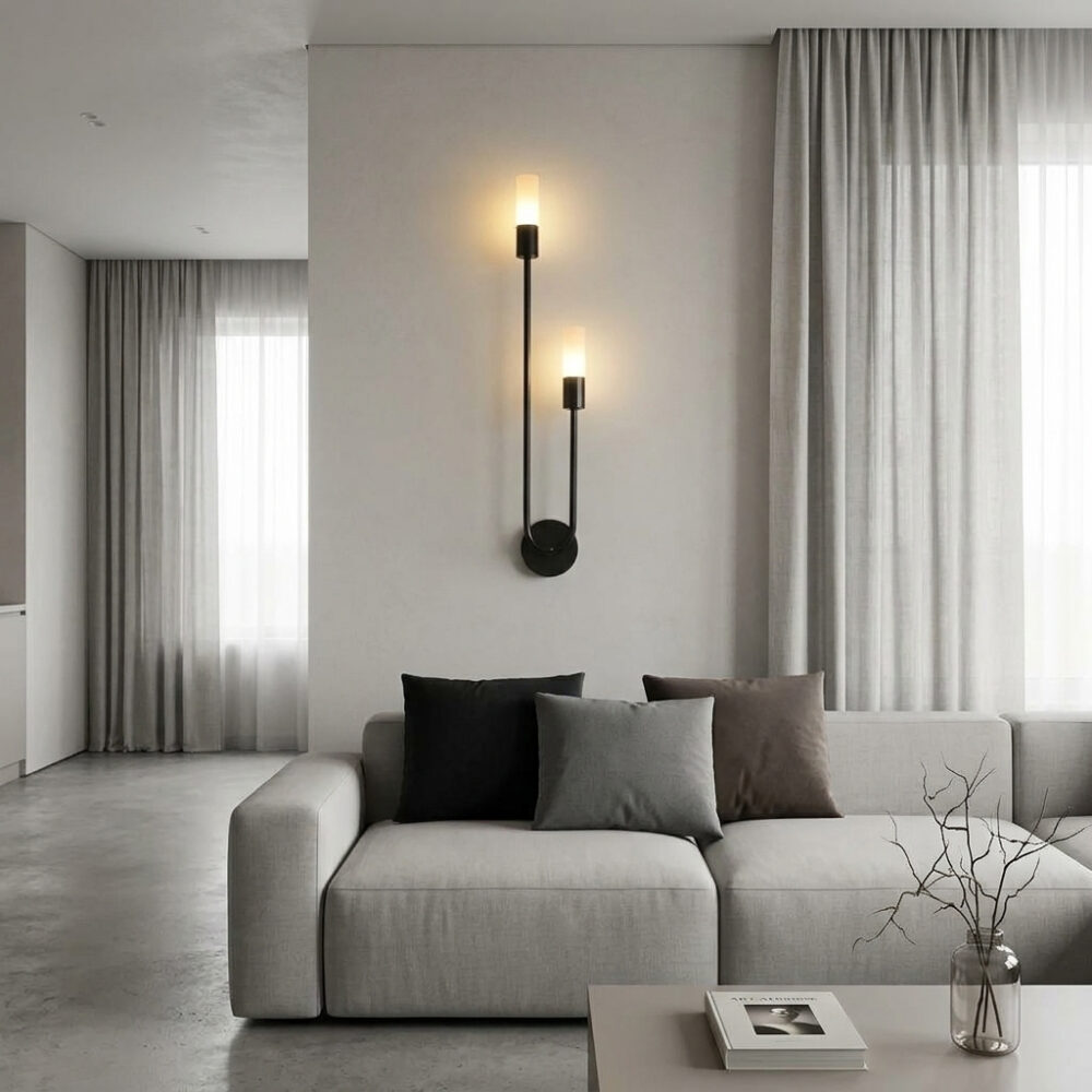 Applique murale moderne et élégante double bras asymétrique - vue d'ensemble