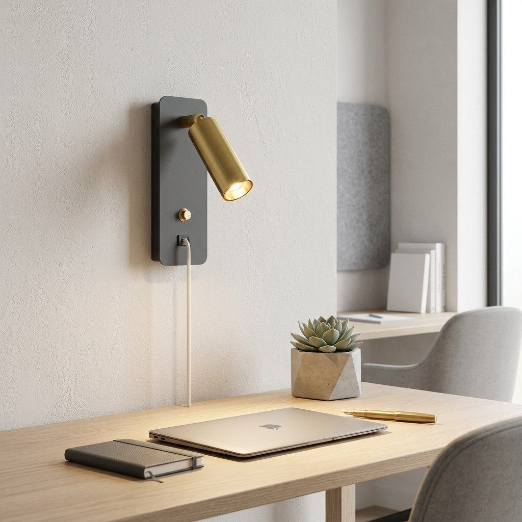 Applique murale moderne liseuse spot orientable avec interrupteur — vue en situation