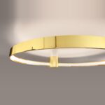 Lustre plafonnier anneau poli doré LED - vue de côté