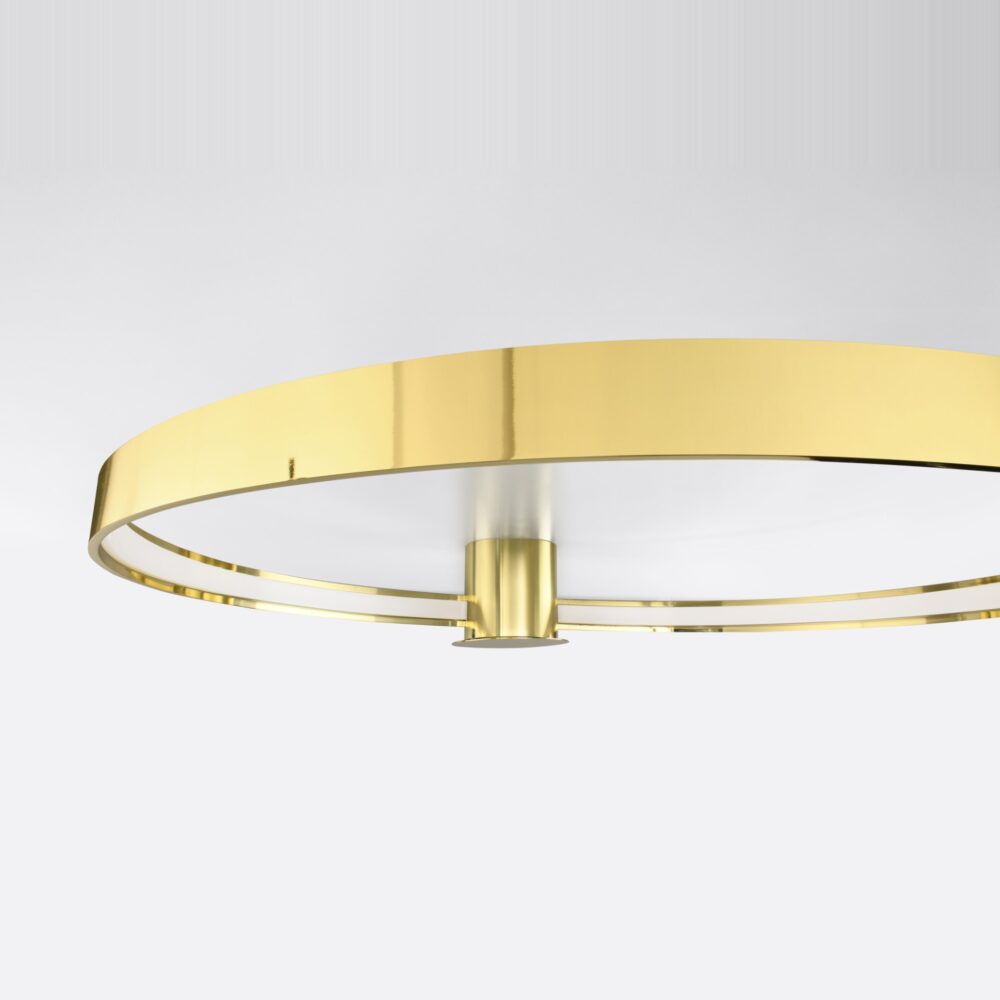 Lustre plafonnier anneau poli doré LED - vue de face