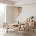 Suspension LED en bois design nid hirondelle — vue en situation