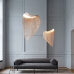 Suspension LED en bois design nid hirondelle — détail