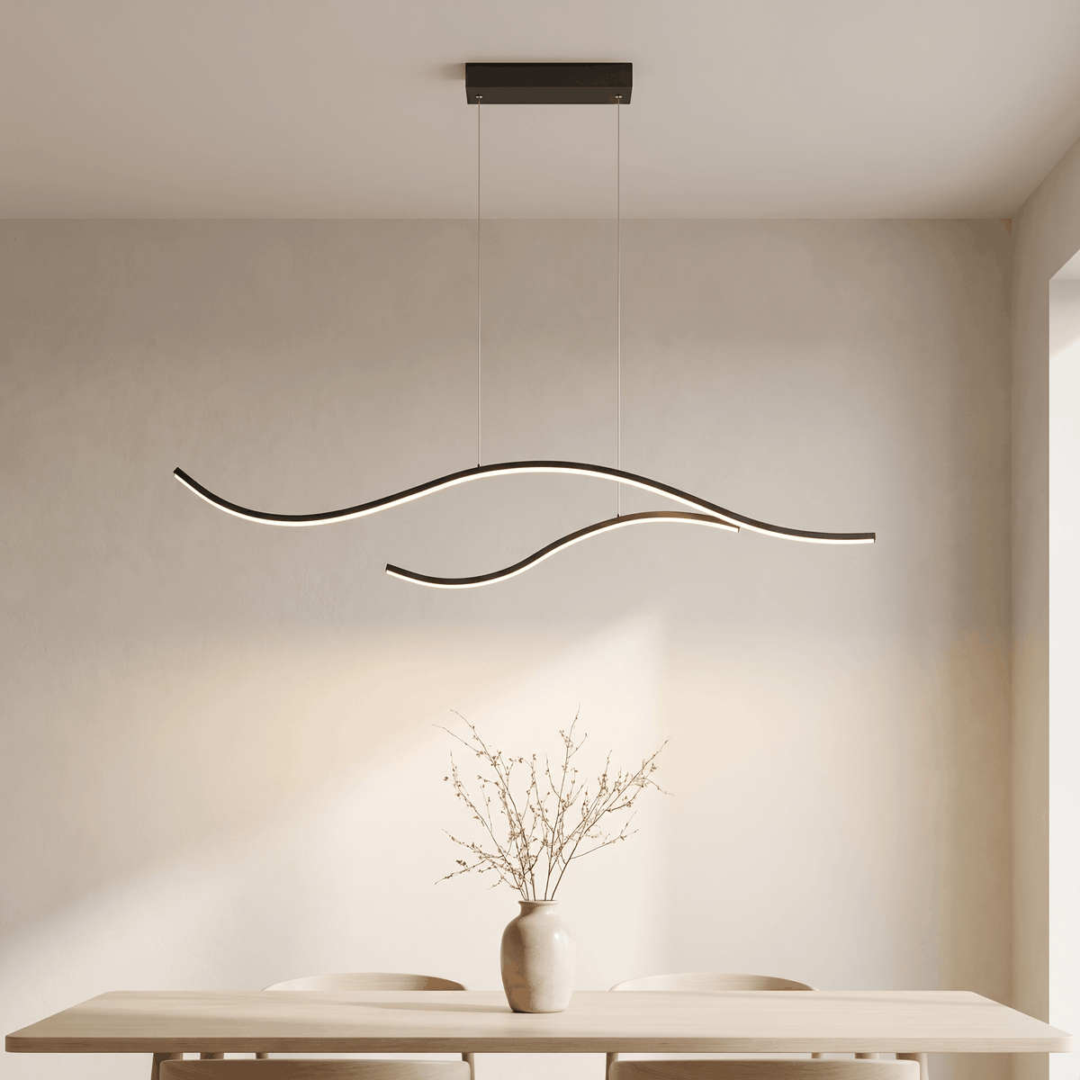 suspension plafonnier led design vague minimaliste