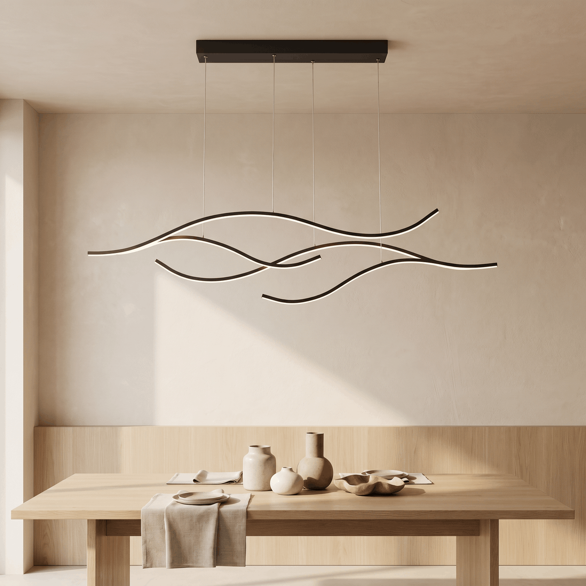 suspension plafonnier led design vague minimaliste