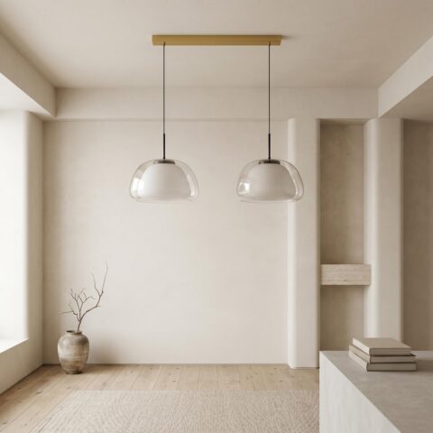 Suspension en verre teinté esprit nordique minimaliste