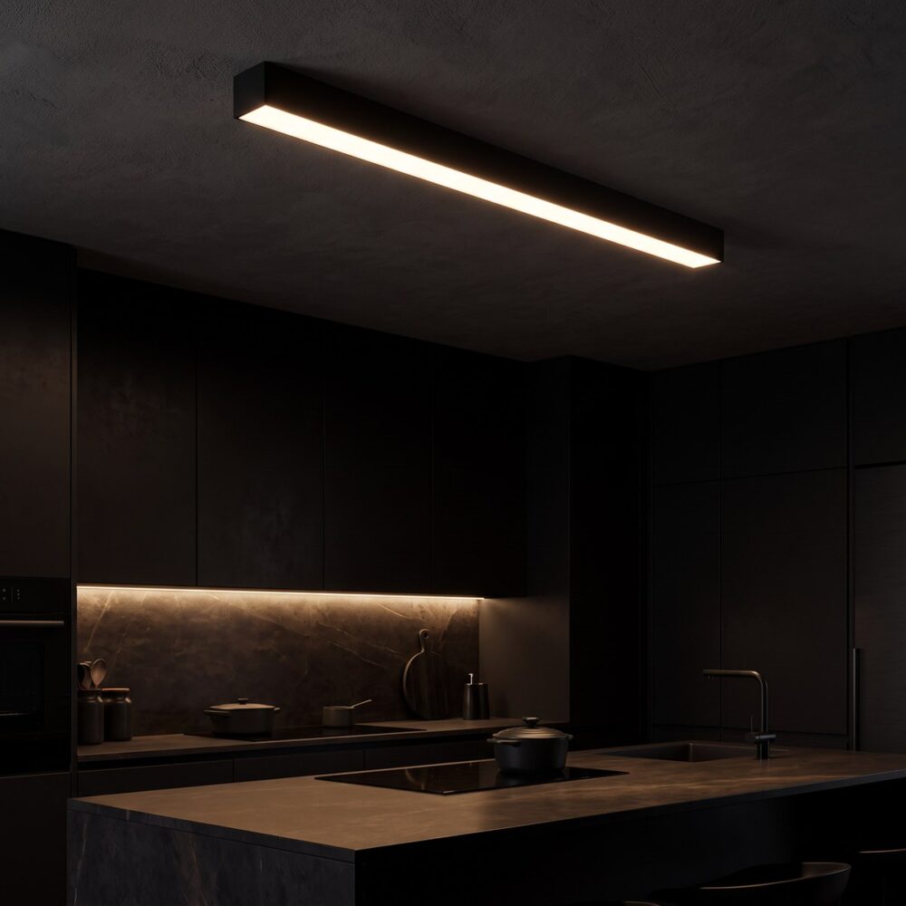 Plafonnier réglette de 150 cm allumé la nuit