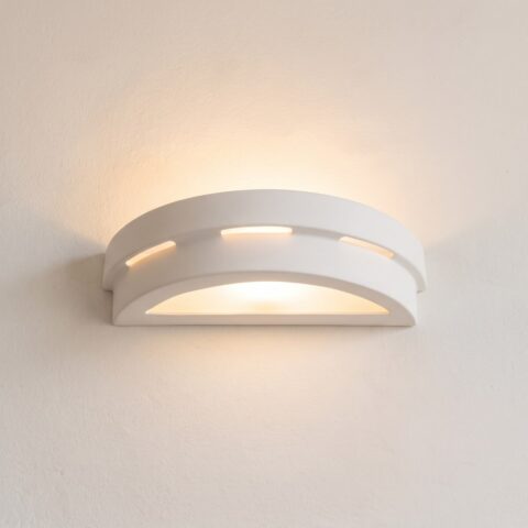 Applique murale blanche demi-lune en céramique à éclairage indirect, blanc