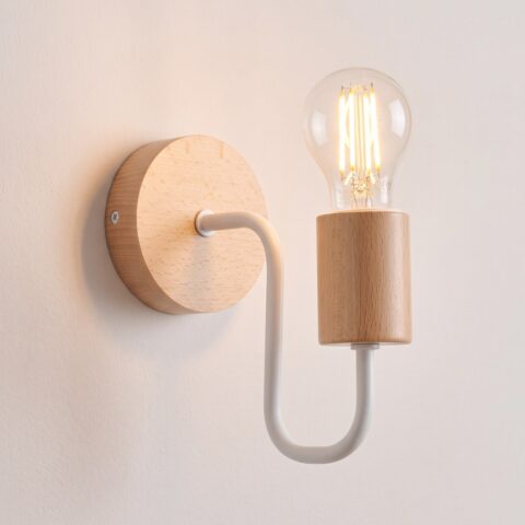 Applique murale en bois et métal au design scandinave, blanc