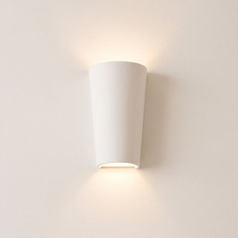 Applique murale en céramique blanche forme galbée, blanc