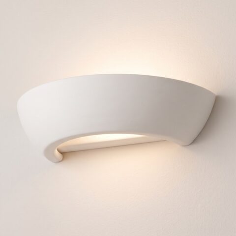 Applique murale demi-lune en céramique blanche, blanc