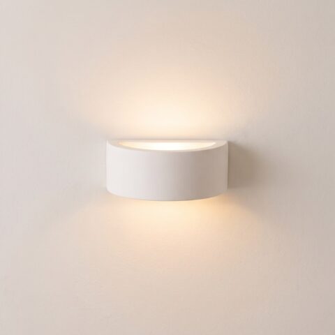 Applique murale demi-lune minimaliste en céramique blanche petit format, blanc