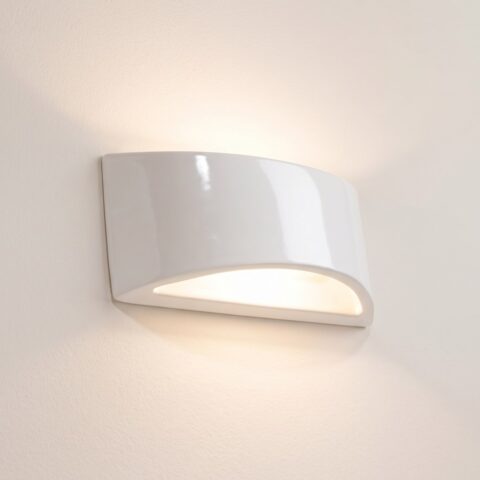 Applique murale double faisceau en céramique blanche brillante, blanc