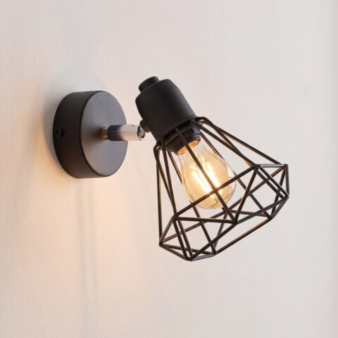 Applique murale industrielle en acier blanc ou noir ambiance loft, noir