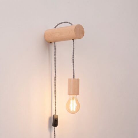 Applique murale minimaliste en bois naturel avec interrupteur intégré, bois