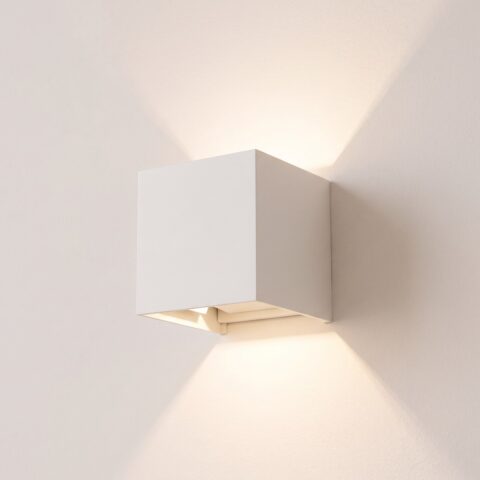 Applique murale carrée LED IP54 en aluminium blanc ou noir, blanc
