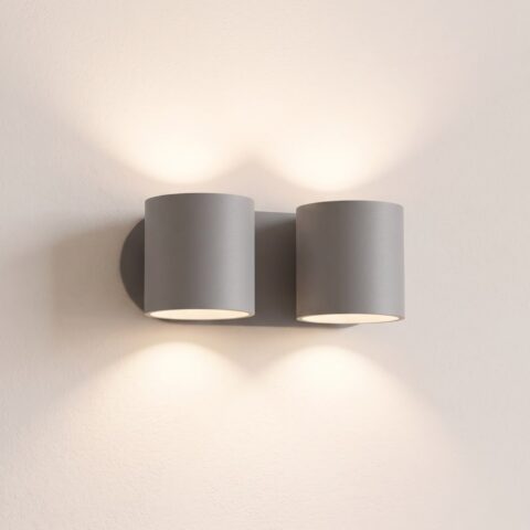 Applique murale moderne double cylindre en aluminium, gris
