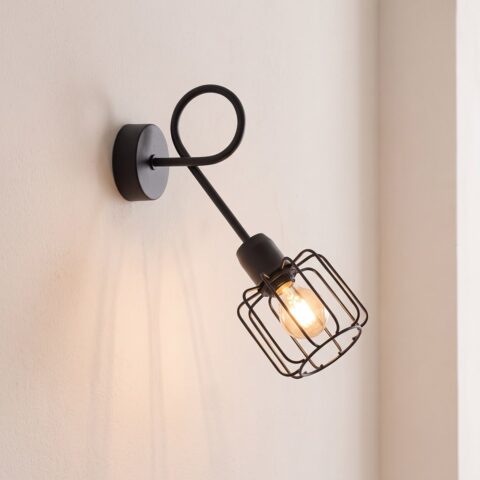 Applique murale noire façon lampe araignée industrielle, noir