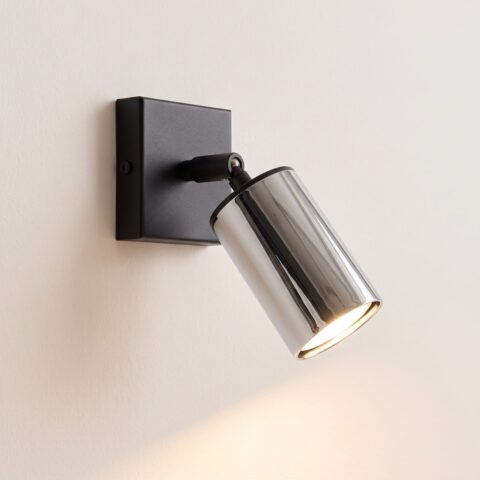 Applique murale spot orientable design, métal chromé ou doré, argente