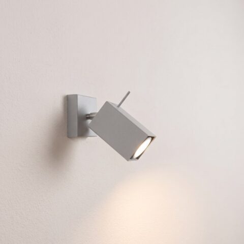 Applique murale spot moderne carré en acier gris, gris