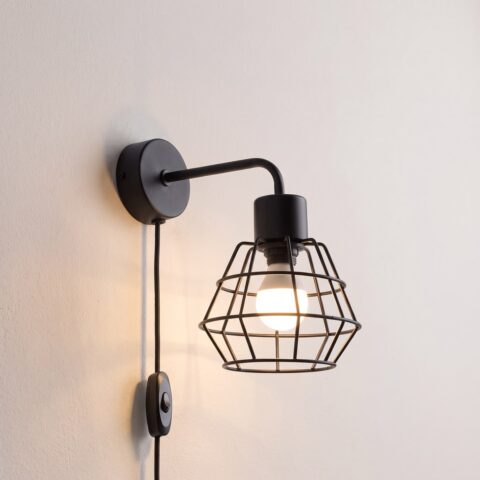 Applique murale pour tête de lit style industriel en acier noir, noir