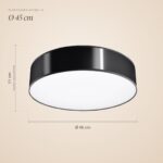 Dimensions du plafonnier rond plat : Ø 45 cm, hauteur 11 cm