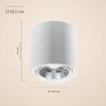 Dimensions du plafonnier cylindre : Ø 14,5 cm, 14 cm sous plafond