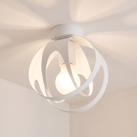 Lustre plafonnier ajouré pour lumière décorative et graphique, blanc