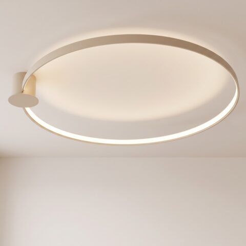 Lustre plafonnier anneau LED tons neutres 3 tailles, beige