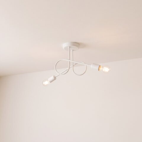 Lustre plafonnier blanc en métal design sculptural, blanc