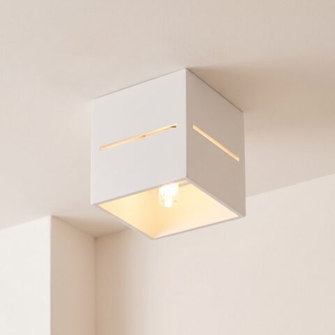 Lustre plafonnier cubique en aluminium ajouré, blanc