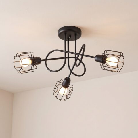 Lustre plafonnier design industriel 3 ou 5 lampes, m