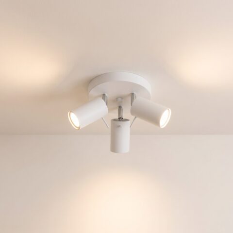 Lustre plafonnier élégant et pratique en acier avec 3 abat-jours orientables, blanc