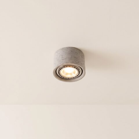 Lustre plafonnier façon spot en béton gris brut, gris