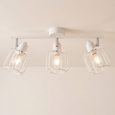 Lustre plafonnier industriel en métal orientable 3 lampes, blanc