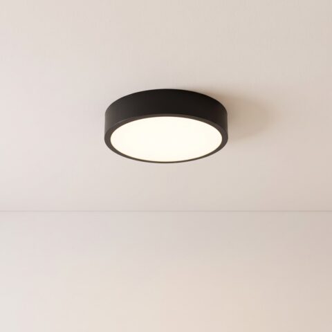 Lustre plafonnier LED noir et rond, noir