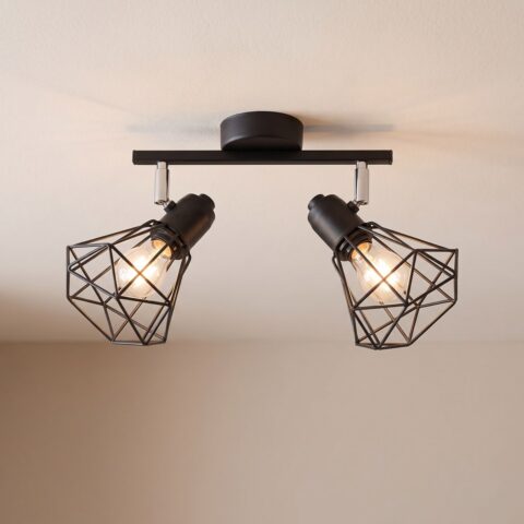 Lustre plafonnier en métal noir ou blanc au style géométrique, noir