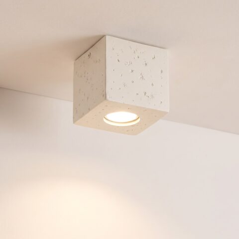 Lustre plafonnier moderne en béton cubique beige ou vert, beige