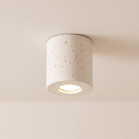 Lustre plafonnier moderne en béton cylindrique beige ou vert, beige