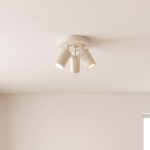 Lustre plafonnier moderne circulaire spots orientables, beige