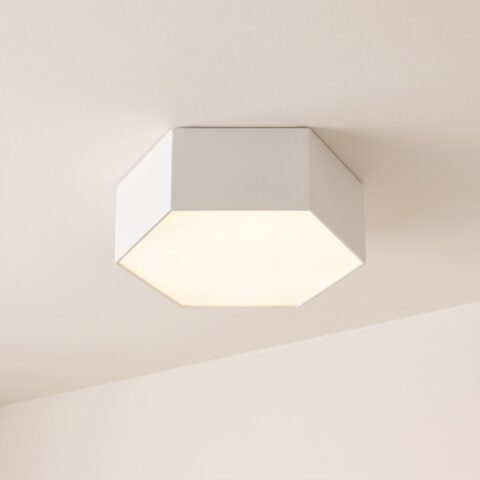 Lustre plafonnier modulaire blanc de forme octogonale, blanc