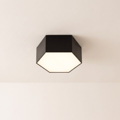 Lustre plafonnier modulaire design noir octogonal, noir
