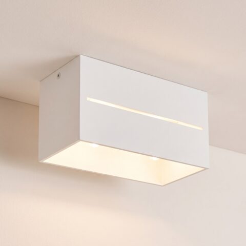 Lustre plafonnier rectangulaire en aluminium ajouré, blanc